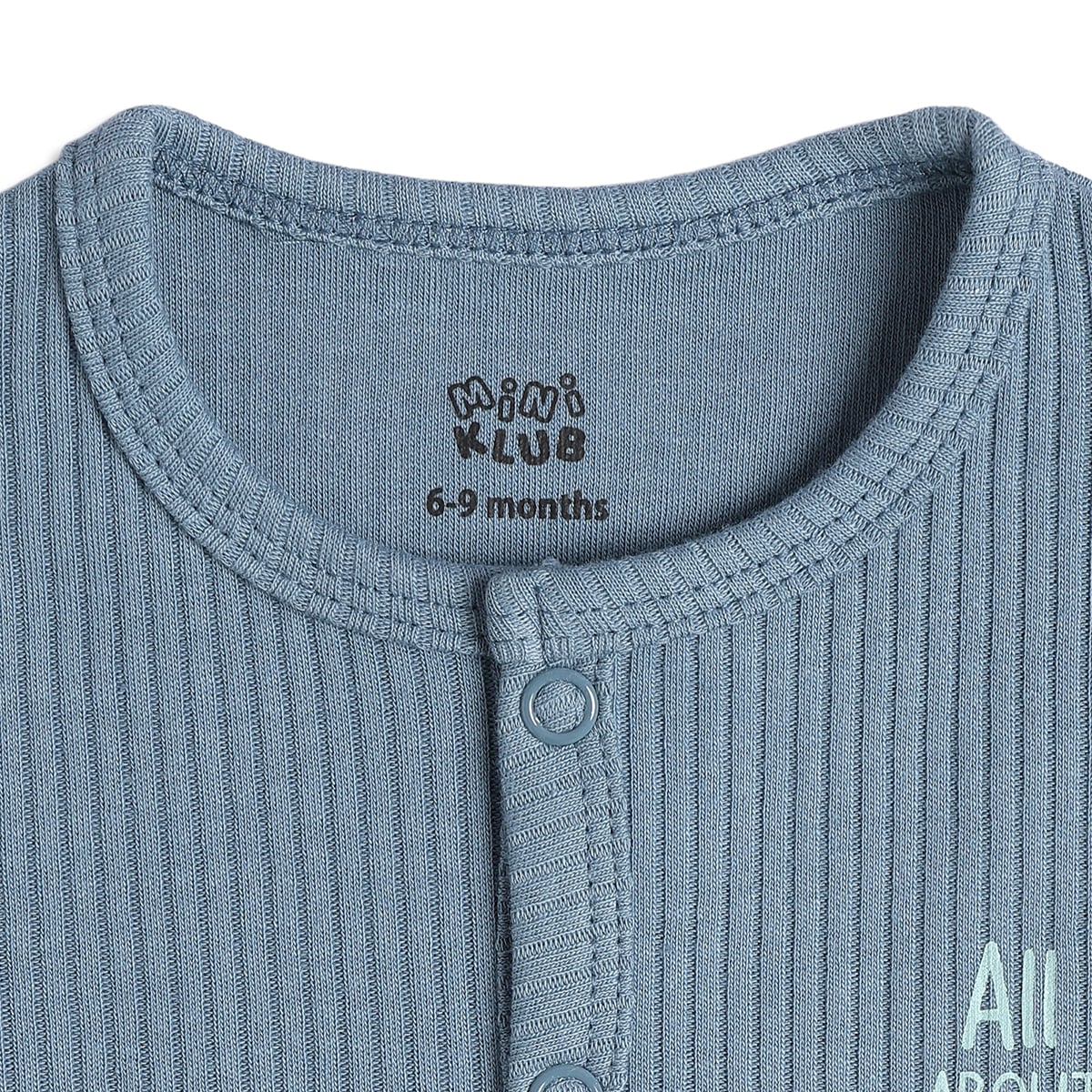 Baby Boys Printed And Text Print Front Open Vests Pack of 2, Blue And White