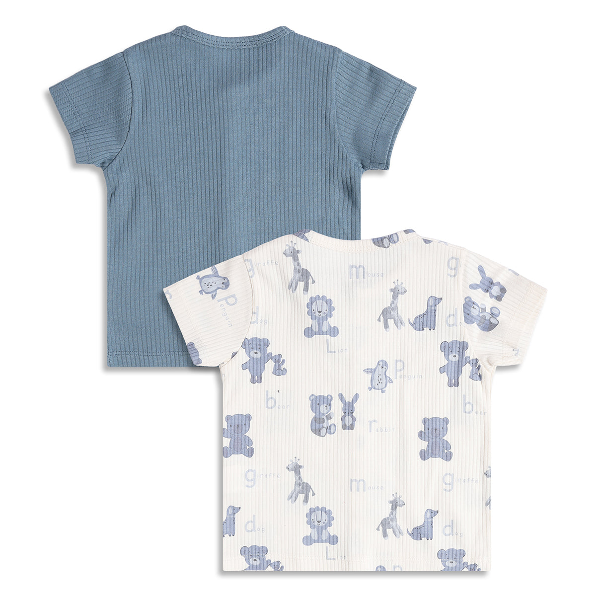 Baby Boys Printed And Text Print Front Open Vests Pack of 2, Blue And White