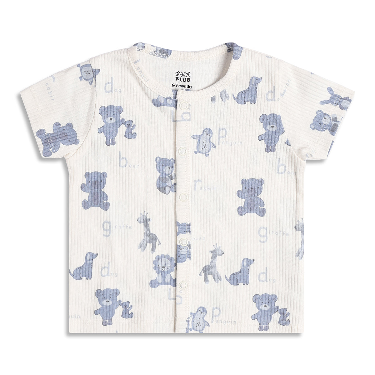 Baby Boys Printed And Text Print Front Open Vests Pack of 2, Blue And White