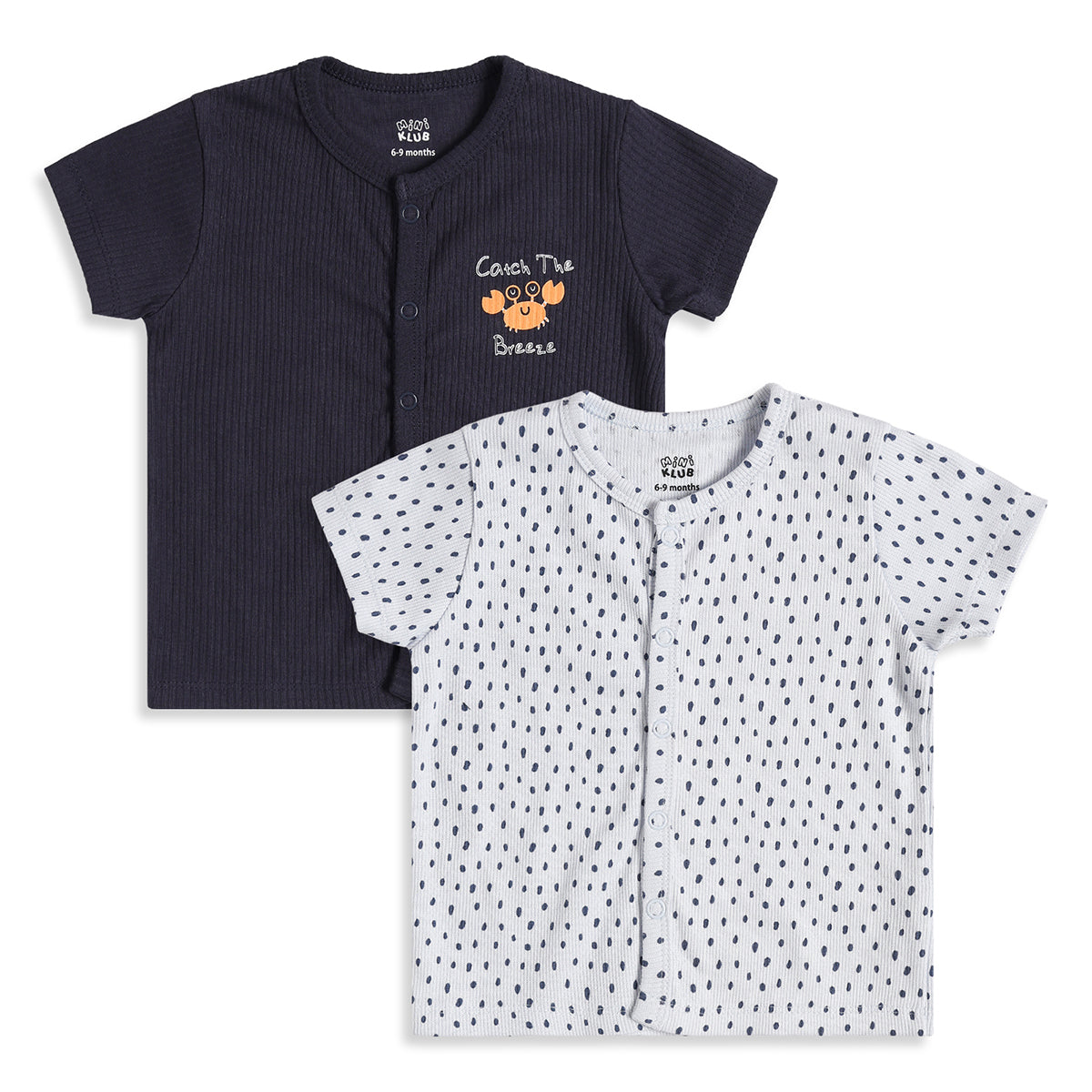 Baby Boys Navy Blue & White Printed Cotton Front Open Vest Pack of 2 Regular Fit Casual Vests