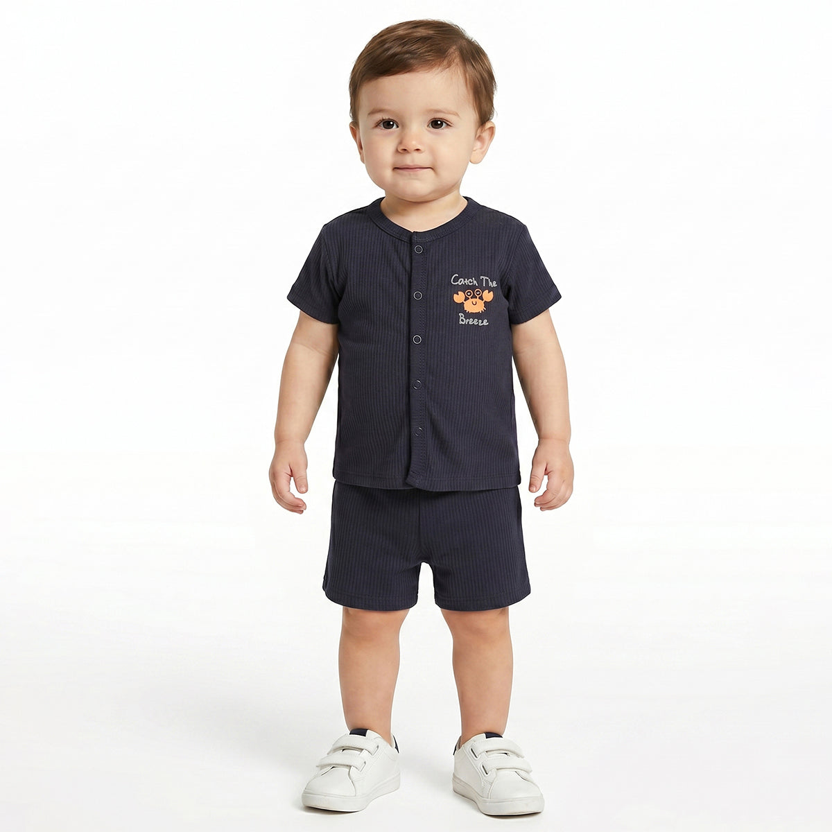 Baby Boys Navy Blue & White Printed Cotton Front Open Vest Pack of 2 Regular Fit Casual Vests
