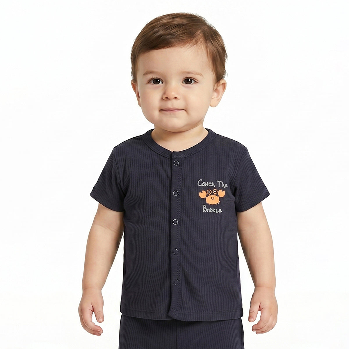 Baby Boys Navy Blue & White Printed Cotton Front Open Vest Pack of 2 Regular Fit Casual Vests