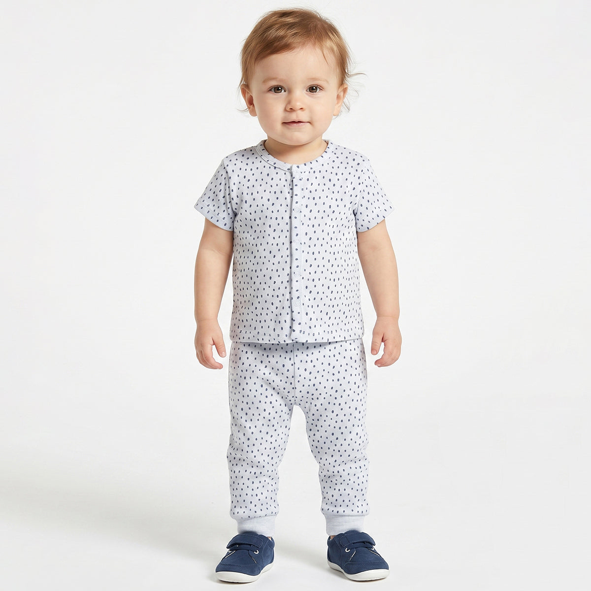 Baby Boys Navy Blue & White Printed Cotton Front Open Vest Pack of 2 Regular Fit Casual Vests
