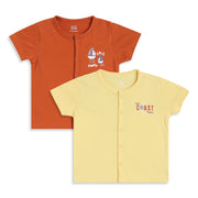 Baby Boys Orange and Yellow Cotton Front Open Vests Pack of 2 Regular Fit Casual Wear