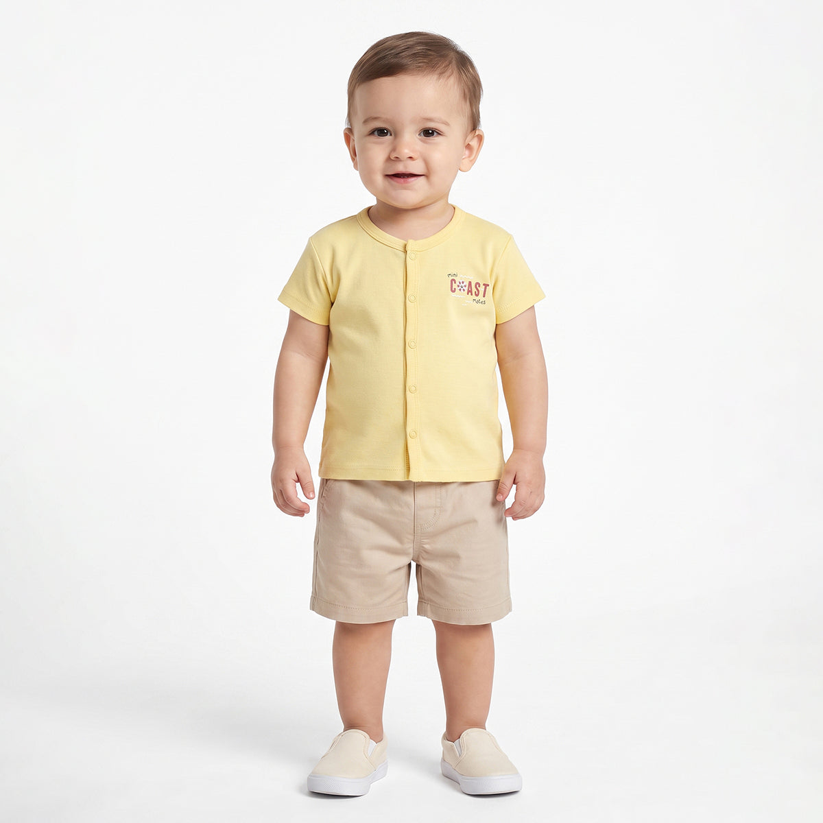 Baby Boys Orange and Yellow Cotton Front Open Vests Pack of 2 Regular Fit Casual Wear