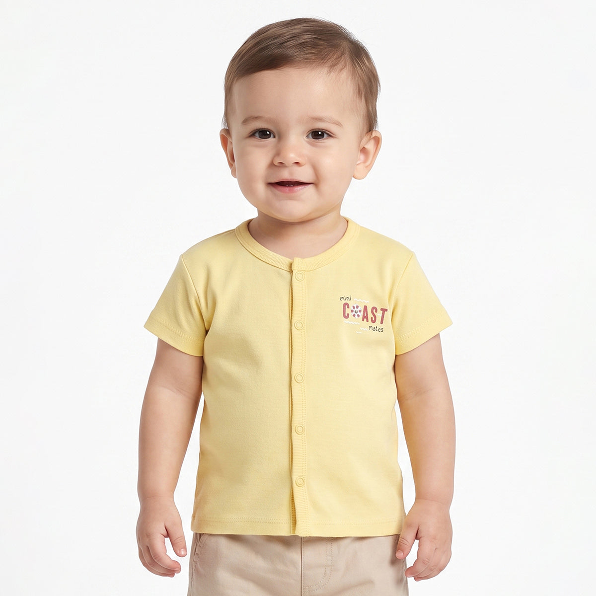 Baby Boys Orange and Yellow Cotton Front Open Vests Pack of 2 Regular Fit Casual Wear