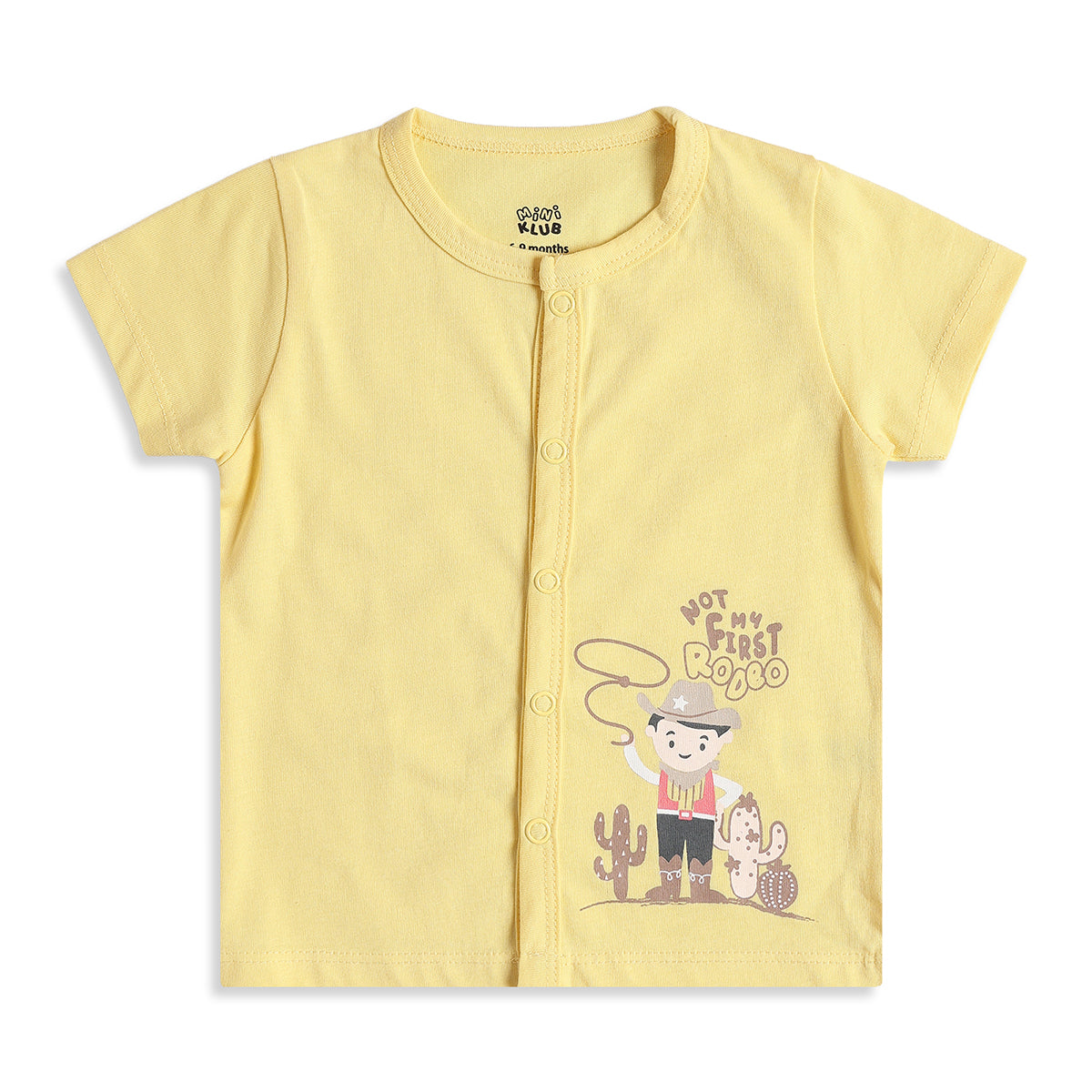 Baby Boys Pack of 2 Printed Cotton Front Open T-Shirts with Short Sleeves