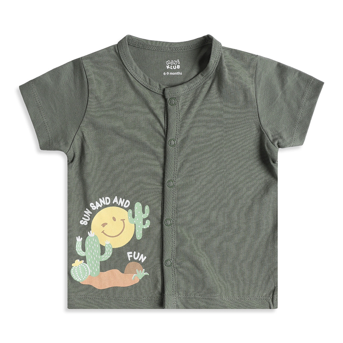 Baby Boys Pack of 2 Printed Cotton Front Open T-Shirts with Short Sleeves