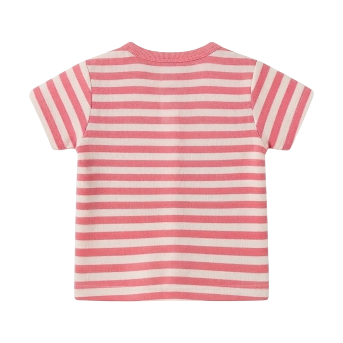 Baby Girls Pink and Ivory Cotton Striped T-Shirt Regular Fit Casual Wear
