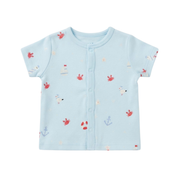 Baby Boys Light Blue Cotton Nautical Print T-Shirt Regular Fit Casual Wear