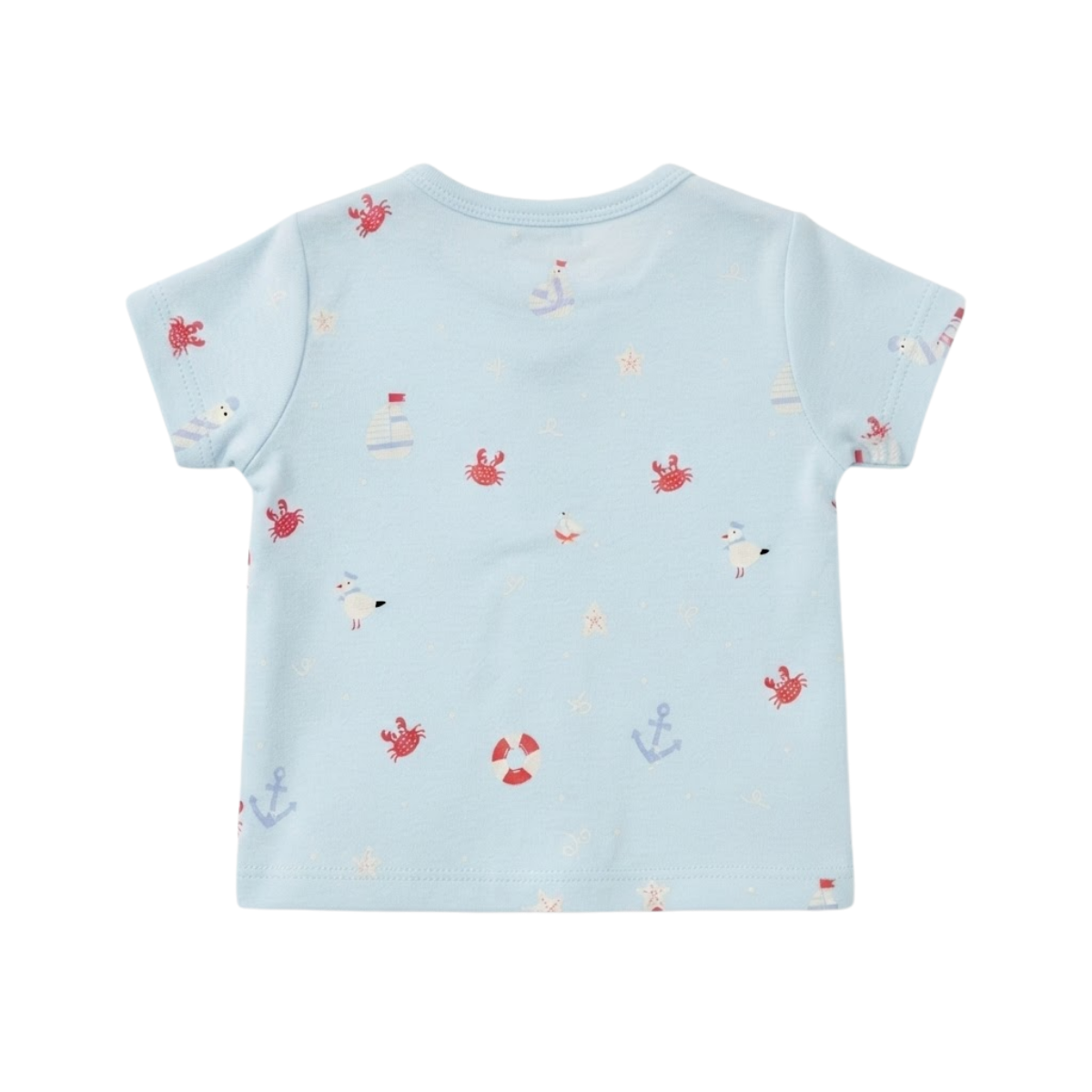 Baby Boys Light Blue Cotton Nautical Print T-Shirt Regular Fit Casual Wear