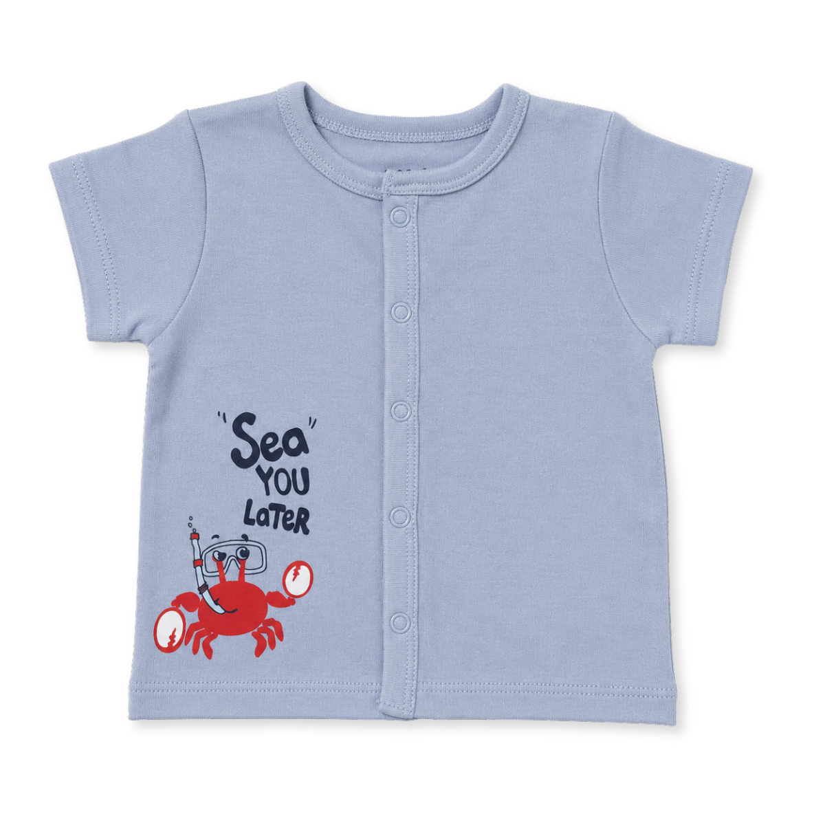 Baby Boys Light Blue Cotton Crab Graphic Front-Open Vest Regular Fit Casual Wear