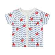 Baby Boys Ivory Cotton Crab Print Front-Open Vest Regular Fit Casual Wear