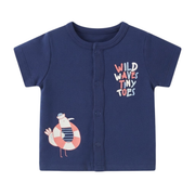 Baby Boys Navy Blue Cotton Nautical Graphic Front-Open Vest Regular Fit Casual Wear