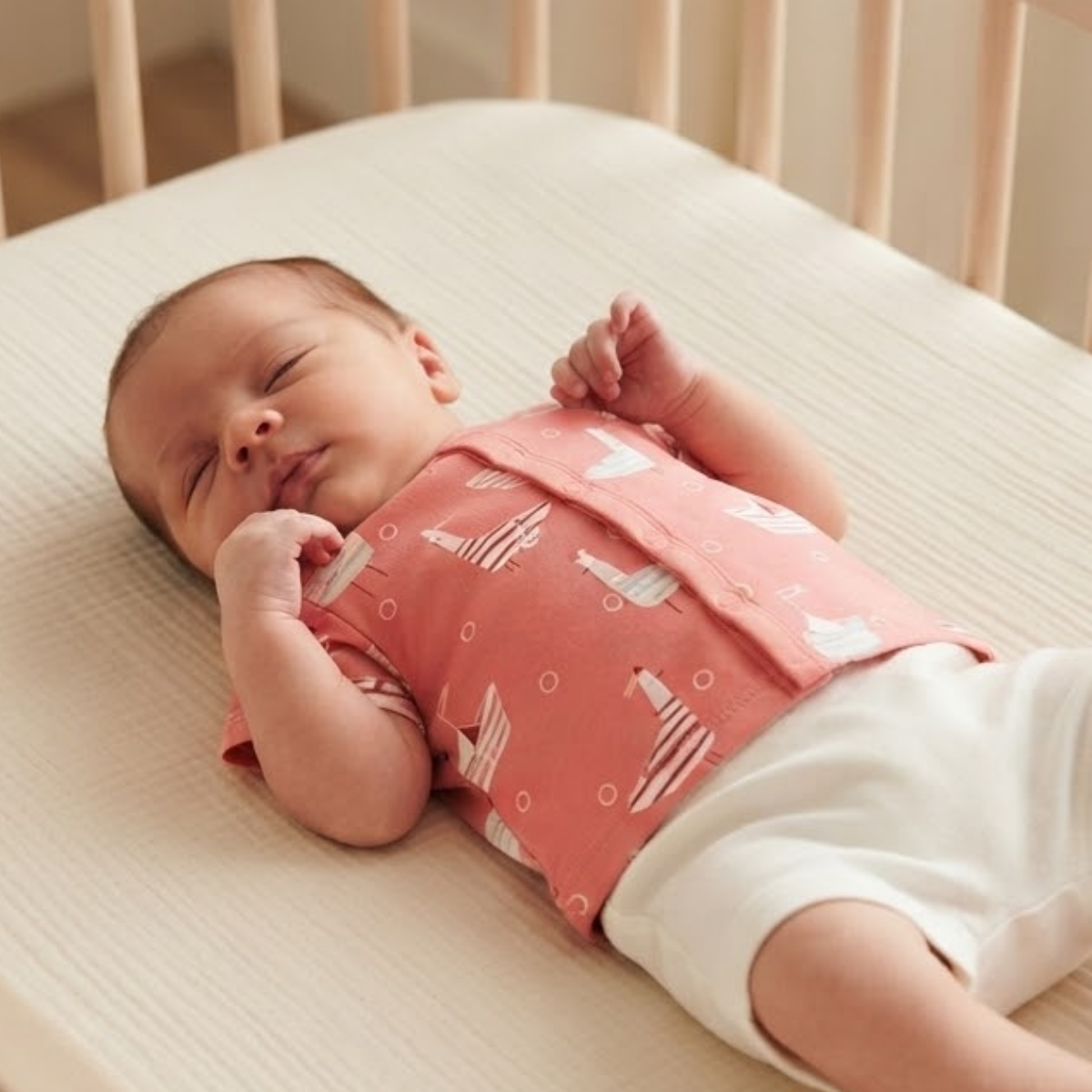 Baby Girls Coral Pink Cotton Nautical Print Front-Open Vest Regular Fit Casual Wear
