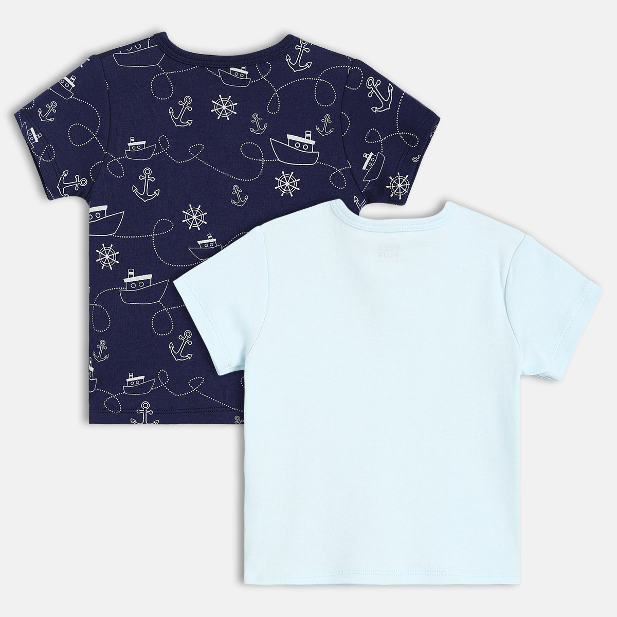 Baby Boys Nautical Print Front Open Vests Pack of 2,  Navy Blue and Light Blue