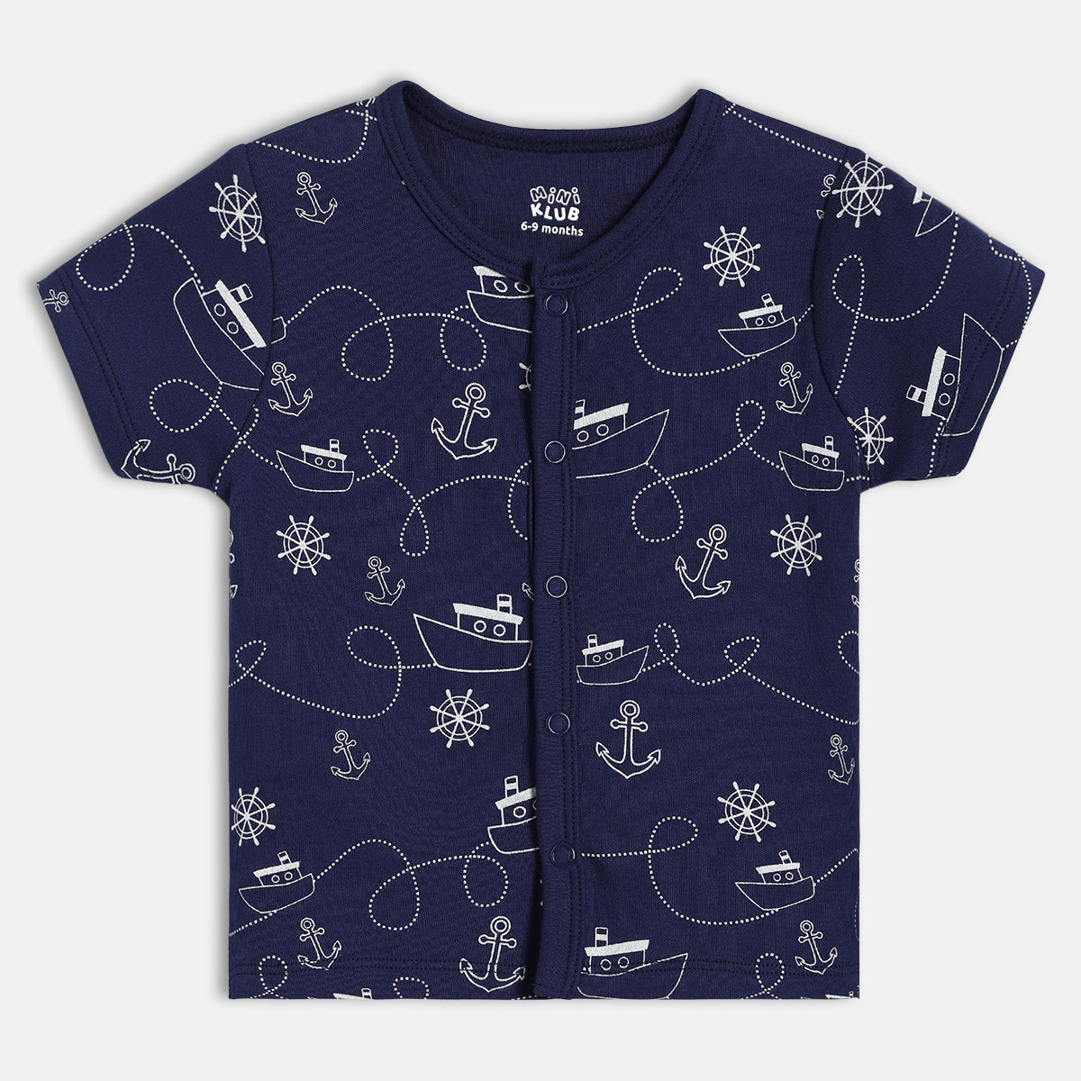 Baby Boys Nautical Print Front Open Vests Pack of 2,  Navy Blue and Light Blue