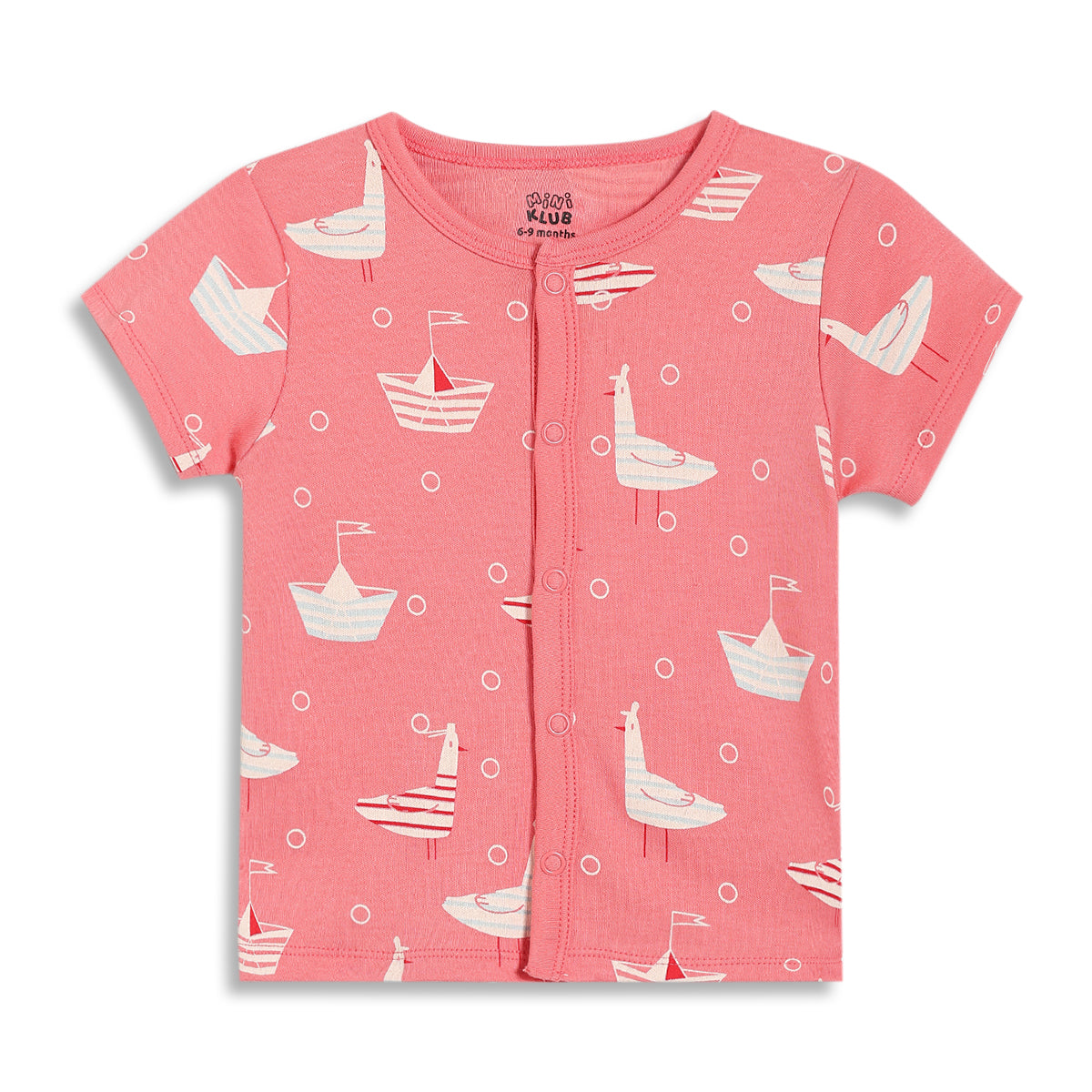 Baby Boys Printed Front Open Vests Pack of 2, Coral Pink and Navy Blue