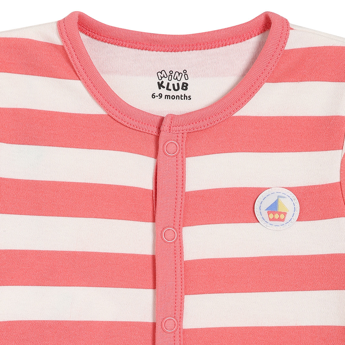 Baby Boys Nautical Print and Striped Front Open T-Shirts Pack of 2, Light Blue and Coral Pink