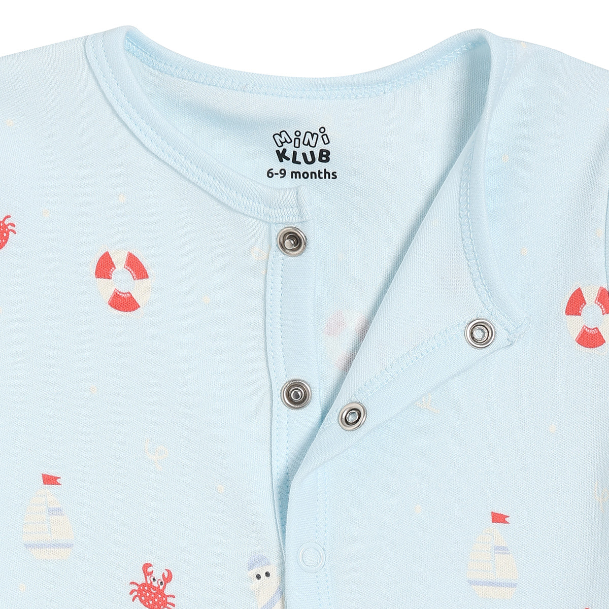 Baby Boys Nautical Print and Striped Front Open T-Shirts Pack of 2, Light Blue and Coral Pink