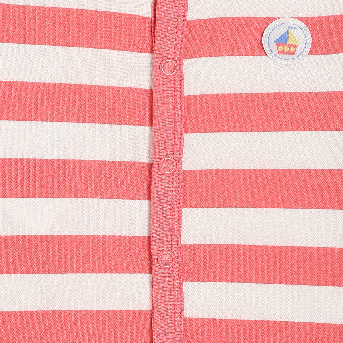 Baby Boys Nautical Print and Striped Front Open T-Shirts Pack of 2, Light Blue and Coral Pink