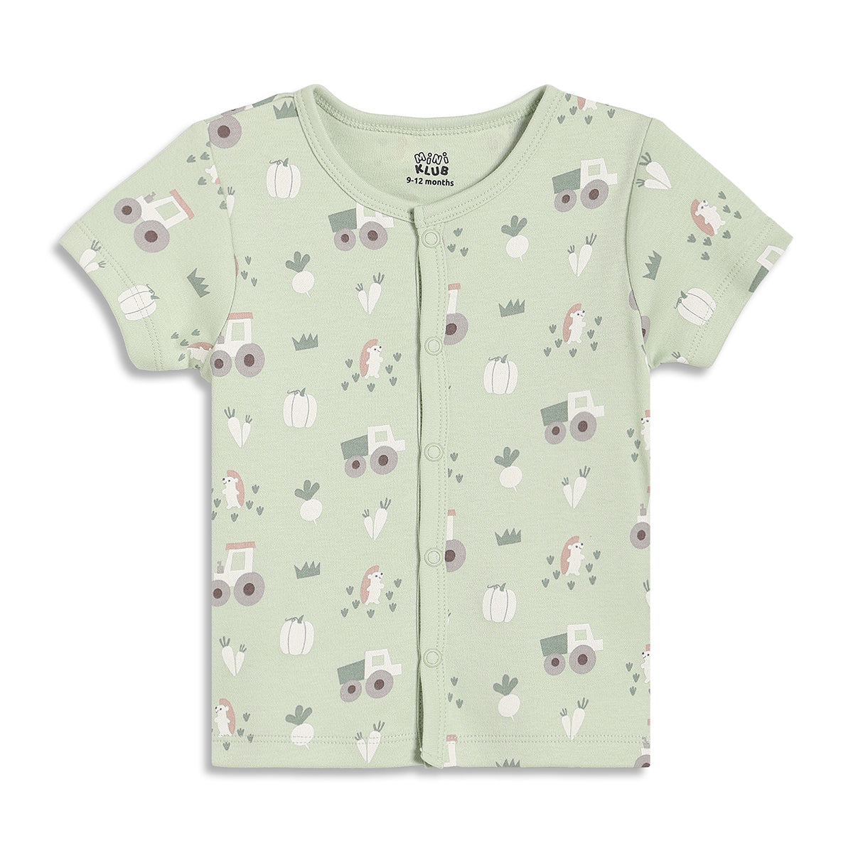 Baby Boys Printed and Solid Front Open Vests Pack of 2, Yellow and Sage Green