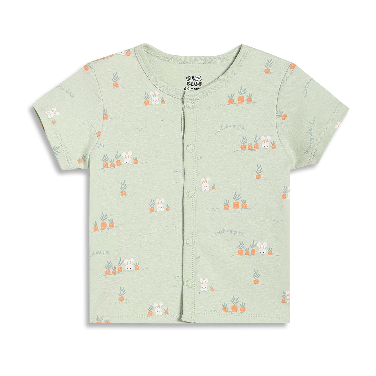 Baby Boys Bunny Print Front Open T-Shirts Pack of 2, Mint Green and Peach
