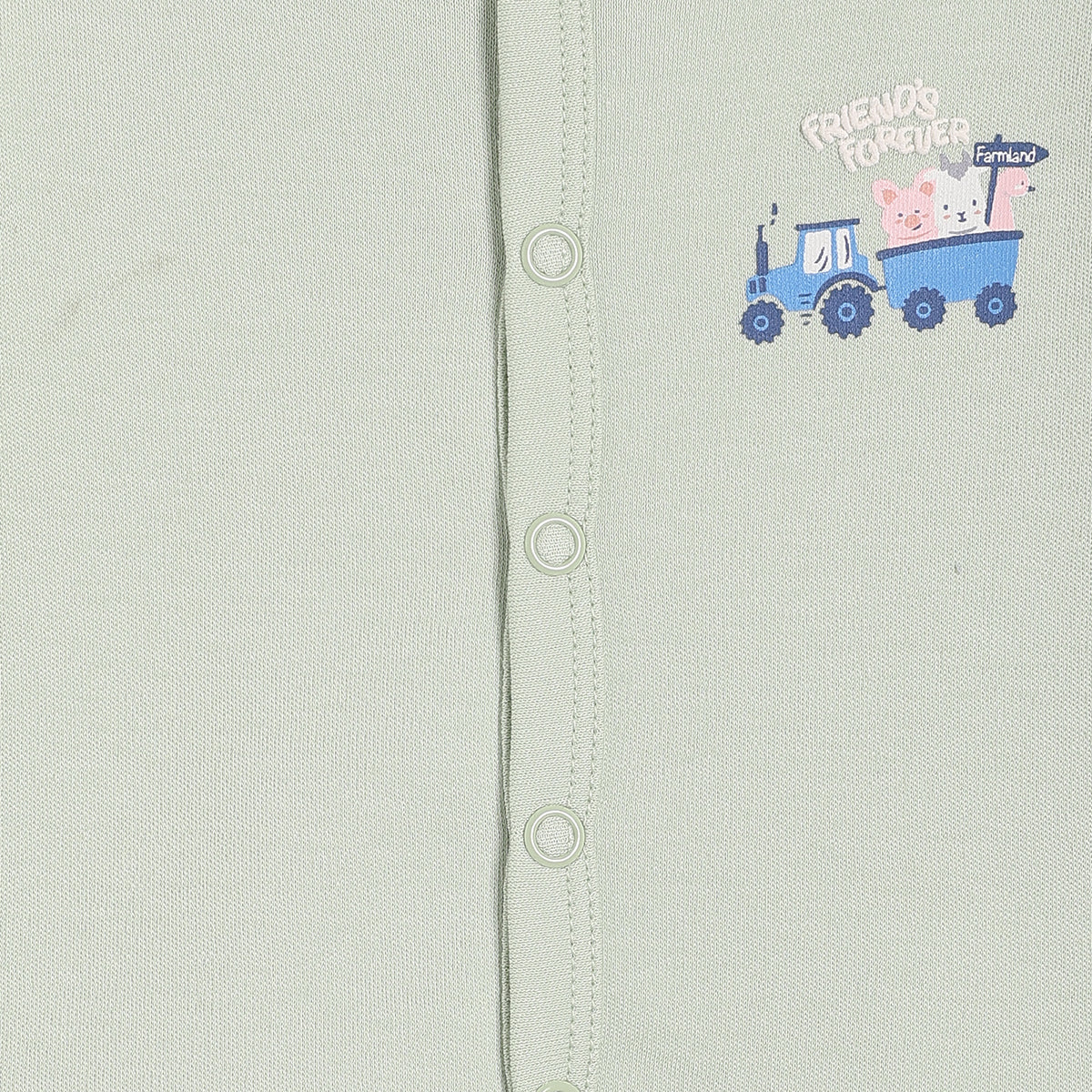 Baby Boys Printed and Solid Front Open Vests Pack of 2, Cream and Sage Green