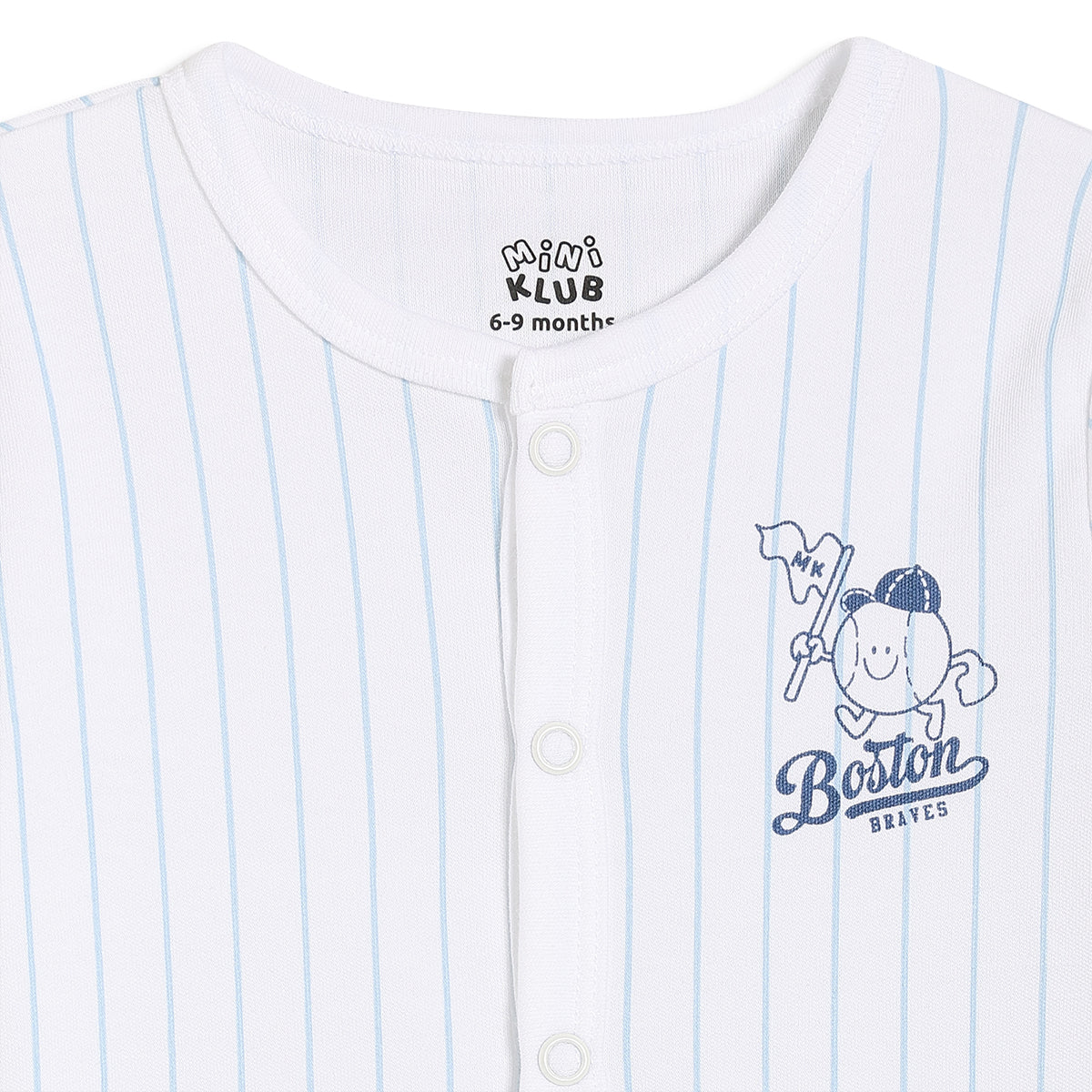 Baby Boys Striped and Printed Front Open Vests Pack of 2, White and Light Blue