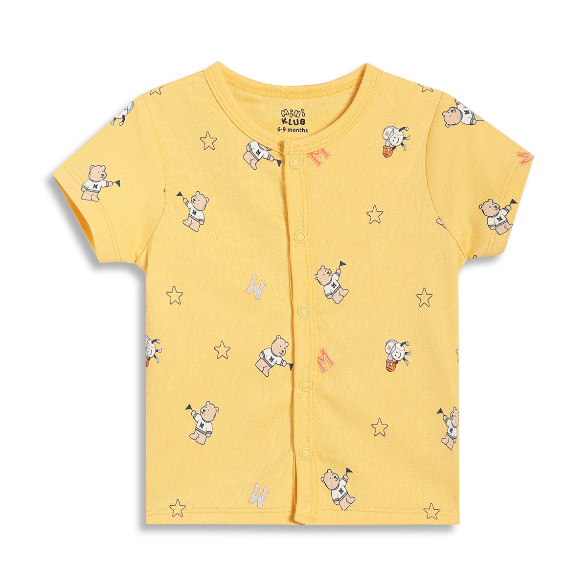 Baby Boys Printed Front Open Vests Pack of 2, Yellow and Navy Blue
