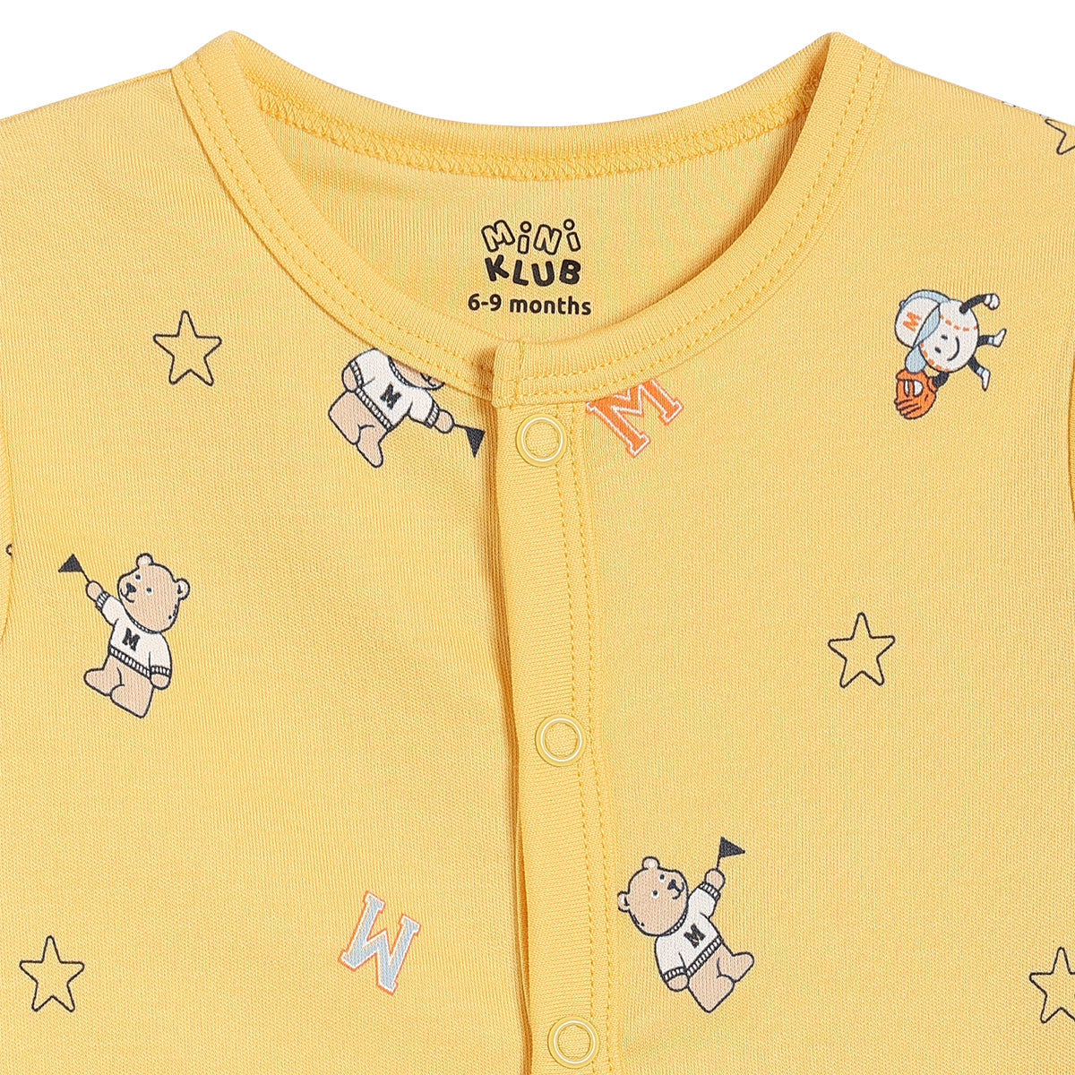Baby Boys Printed Front Open Vests Pack of 2, Yellow and Navy Blue