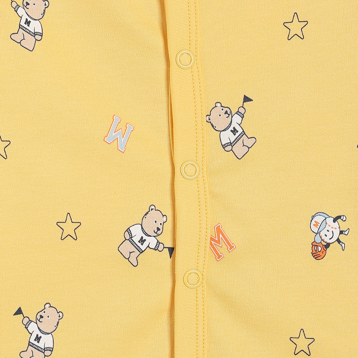 Baby Boys Printed Front Open Vests Pack of 2, Yellow and Navy Blue