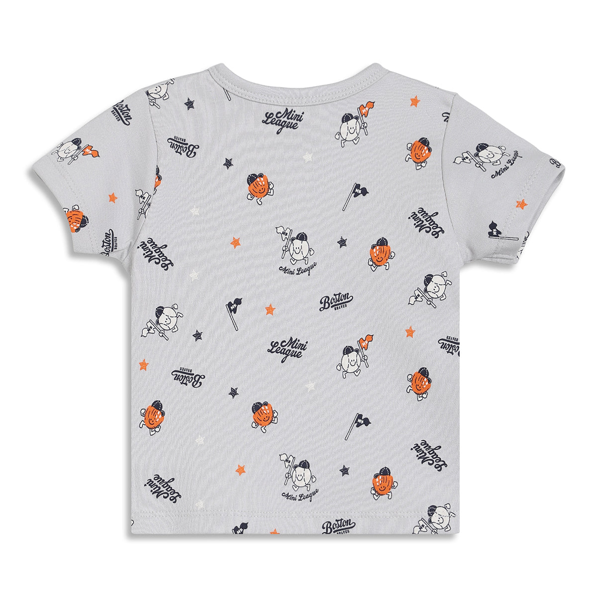 Baby Boys Striped and Mini League Print Front Open Vest of 2, Red and Grey