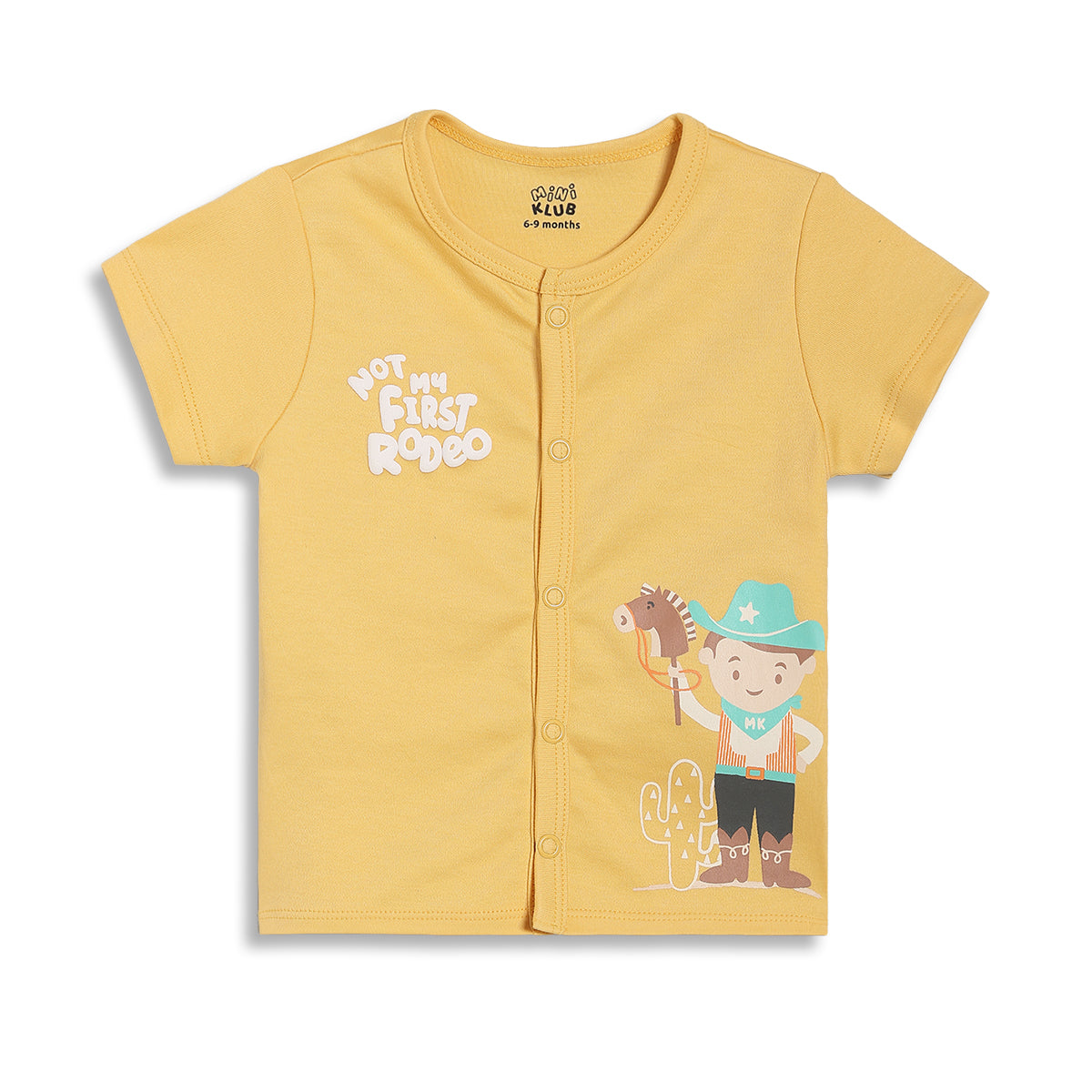 Baby Boys Printed Front Open Vests Pack of 2, Yellow and Mint Green