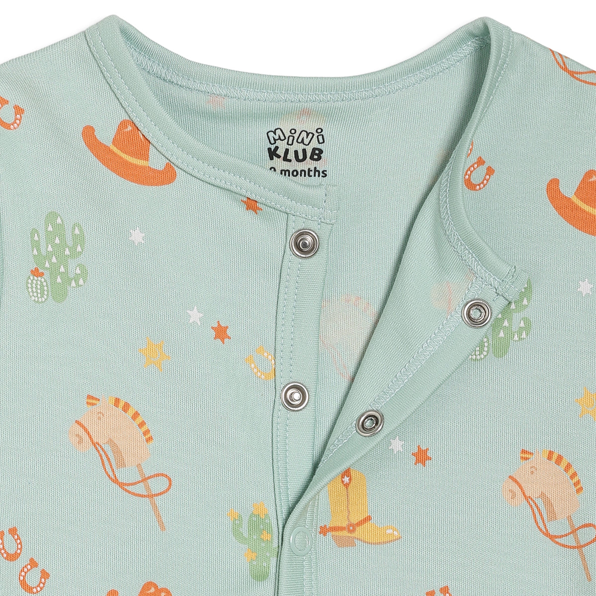 Baby Boys Printed Front Open Vests Pack of 2, Yellow and Mint Green
