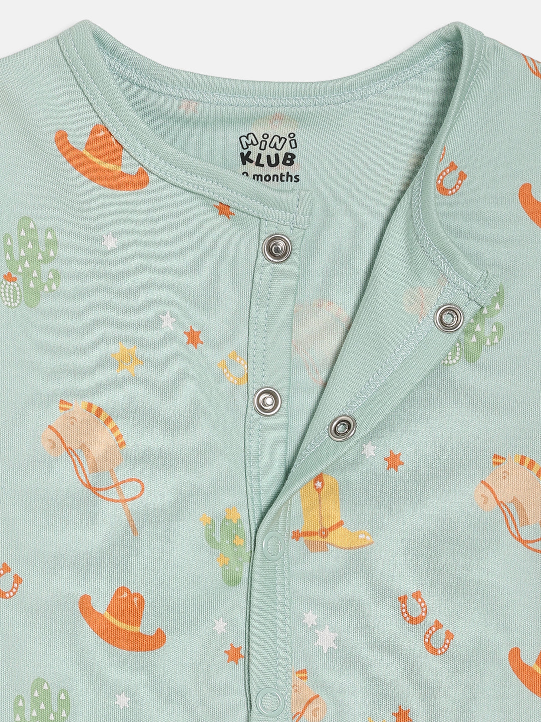 Baby Boys Printed Front Open Vests Pack of 2, Yellow and Mint Green