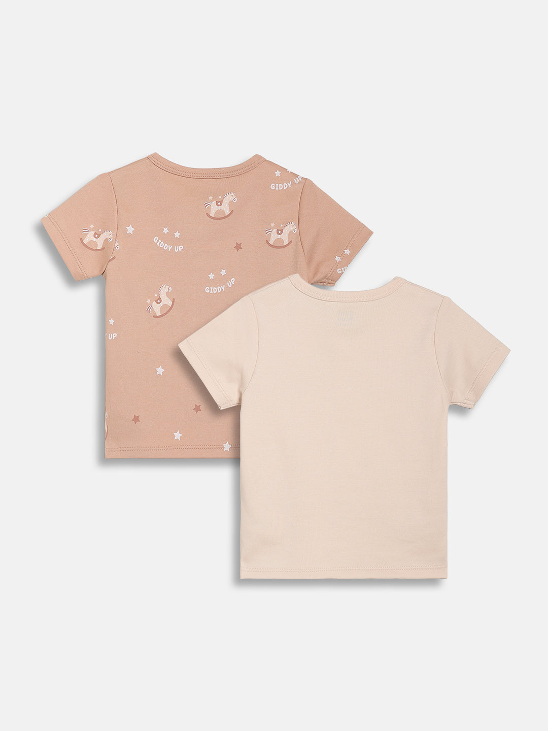 Baby Boys Printed Front Open Vests Pack of 2, Beige and Brown