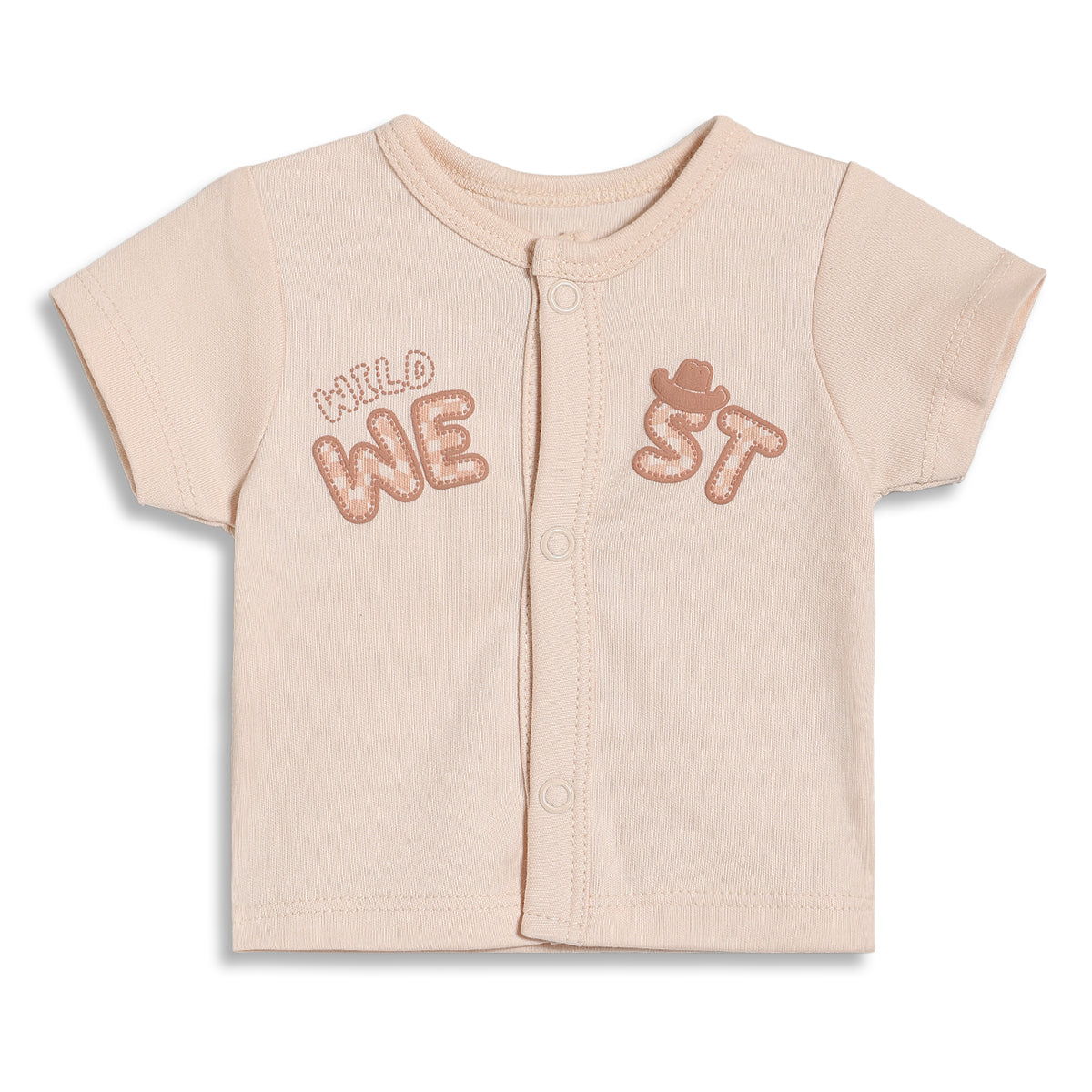 Baby Boys Short Sleeve Front Open T-Shirt Pack of 2, Beige and White