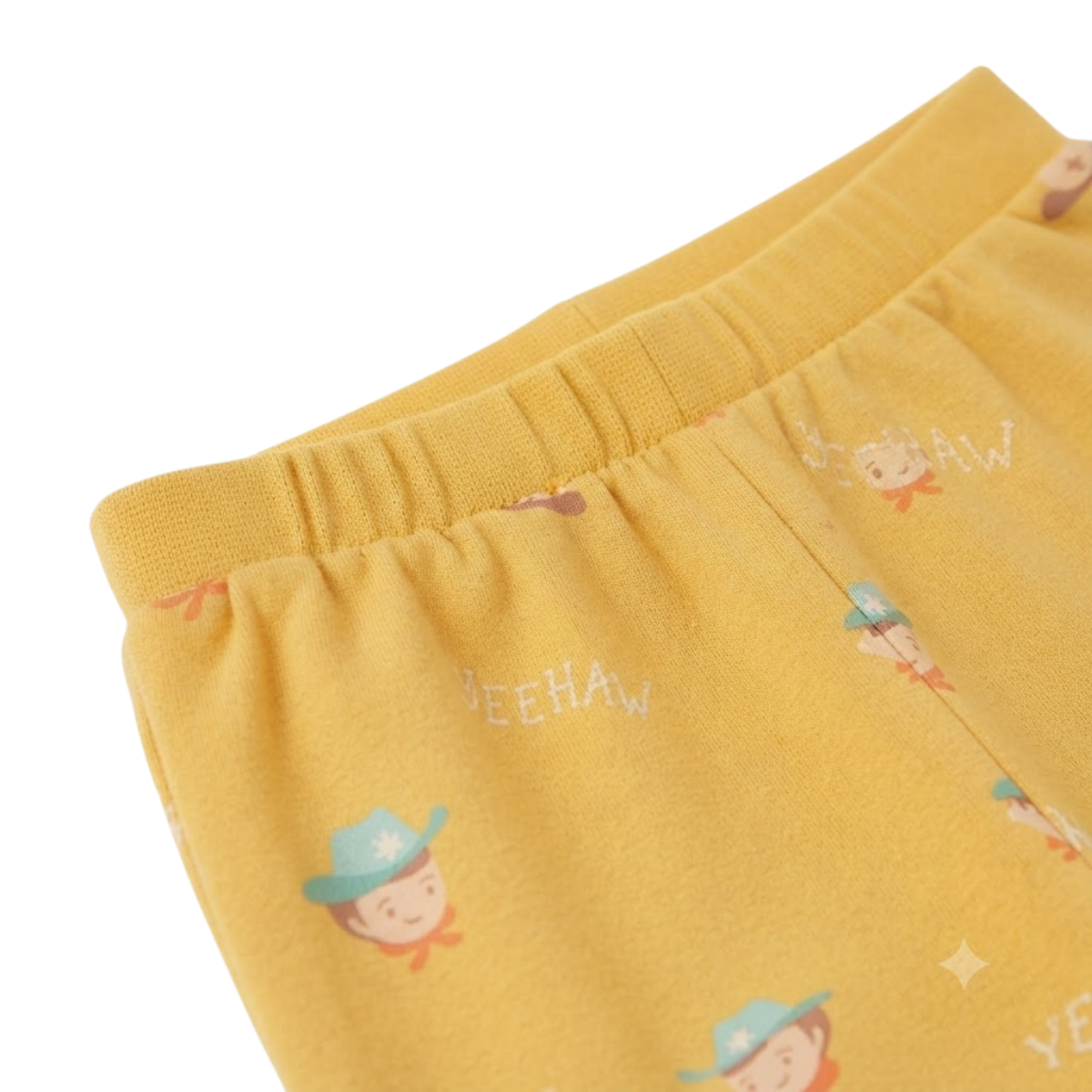 Baby Boys Mustard Yellow Cotton Cowboy Print Joggers Regular Fit Casual Wear