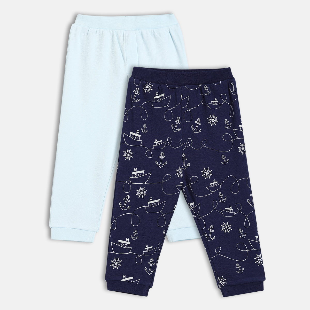 Baby Boys Nautical Print Knit Bottoms Pack Of 2, Blue And Navy