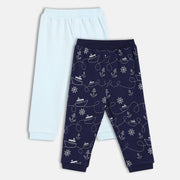 Baby Boys Nautical Print Knit Bottoms Pack Of 2, Blue And Navy