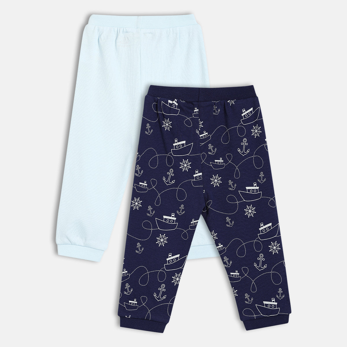 Baby Boys Nautical Print Knit Bottoms Pack Of 2, Blue And Navy