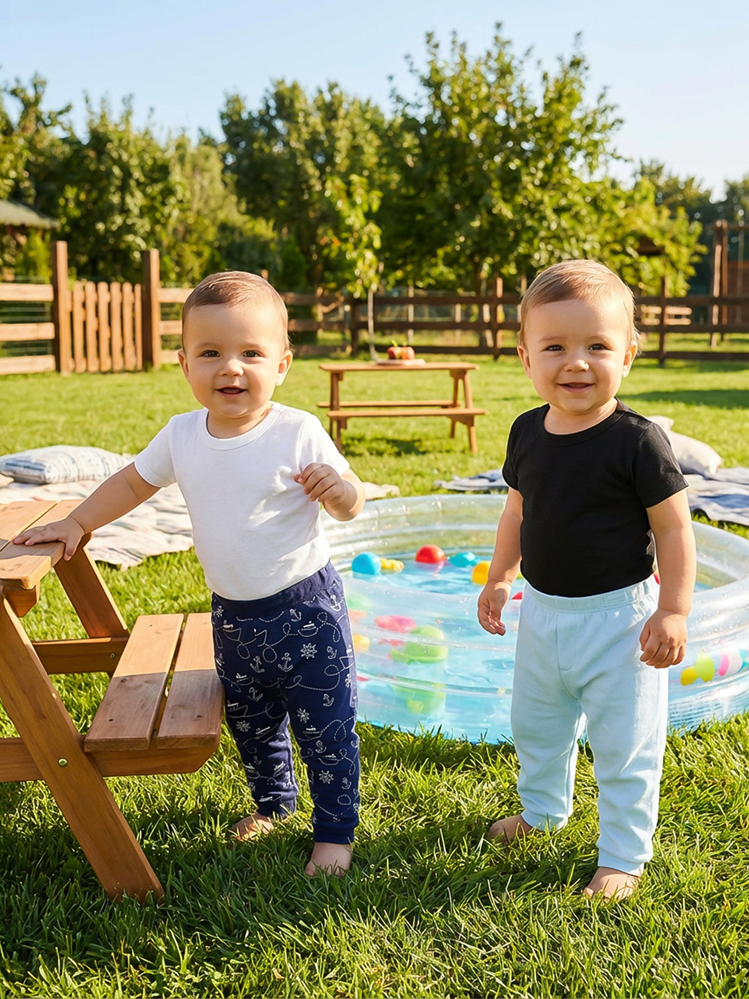Baby Boys Nautical Print Knit Bottoms Pack Of 2, Blue And Navy