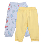 Baby Boys Solid and Ocean Theme Printed Knit Bottoms Pack of 2 , Blue and Yellow