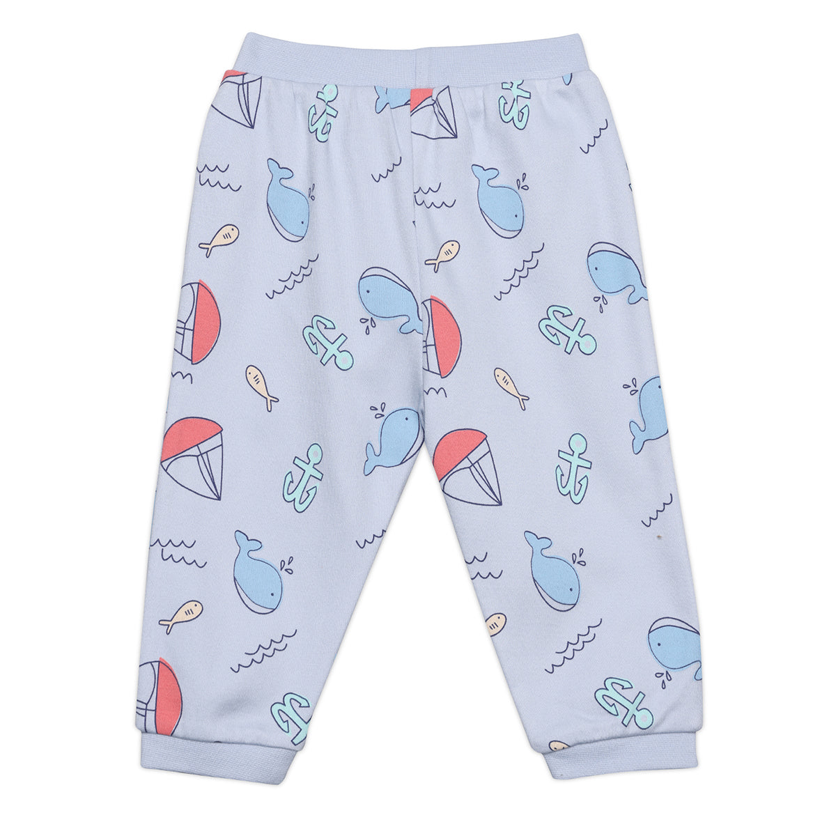 Baby Boys Solid and Ocean Theme Printed Knit Bottoms Pack of 2 , Blue and Yellow