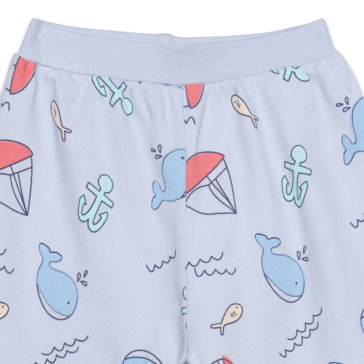 Baby Boys Solid and Ocean Theme Printed Knit Bottoms Pack of 2 , Blue and Yellow