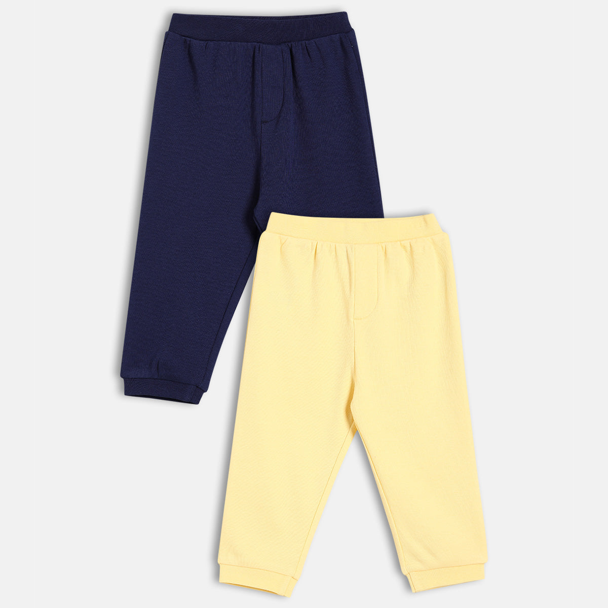 Baby Boys Solid Knit Bottoms Pack Of 2, Navy And Yellow