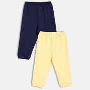 Baby Boys Solid Knit Bottoms Pack Of 2, Navy And Yellow