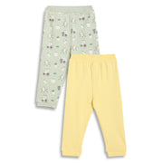 Baby Boys Printed and Solid Bottomwear Pack of 2, Light Green and Yellow