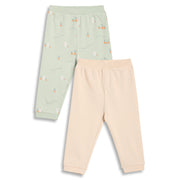 Baby Boys Bunny Print and Solid Knit Pants Pack of 2, Mint Green and Peach